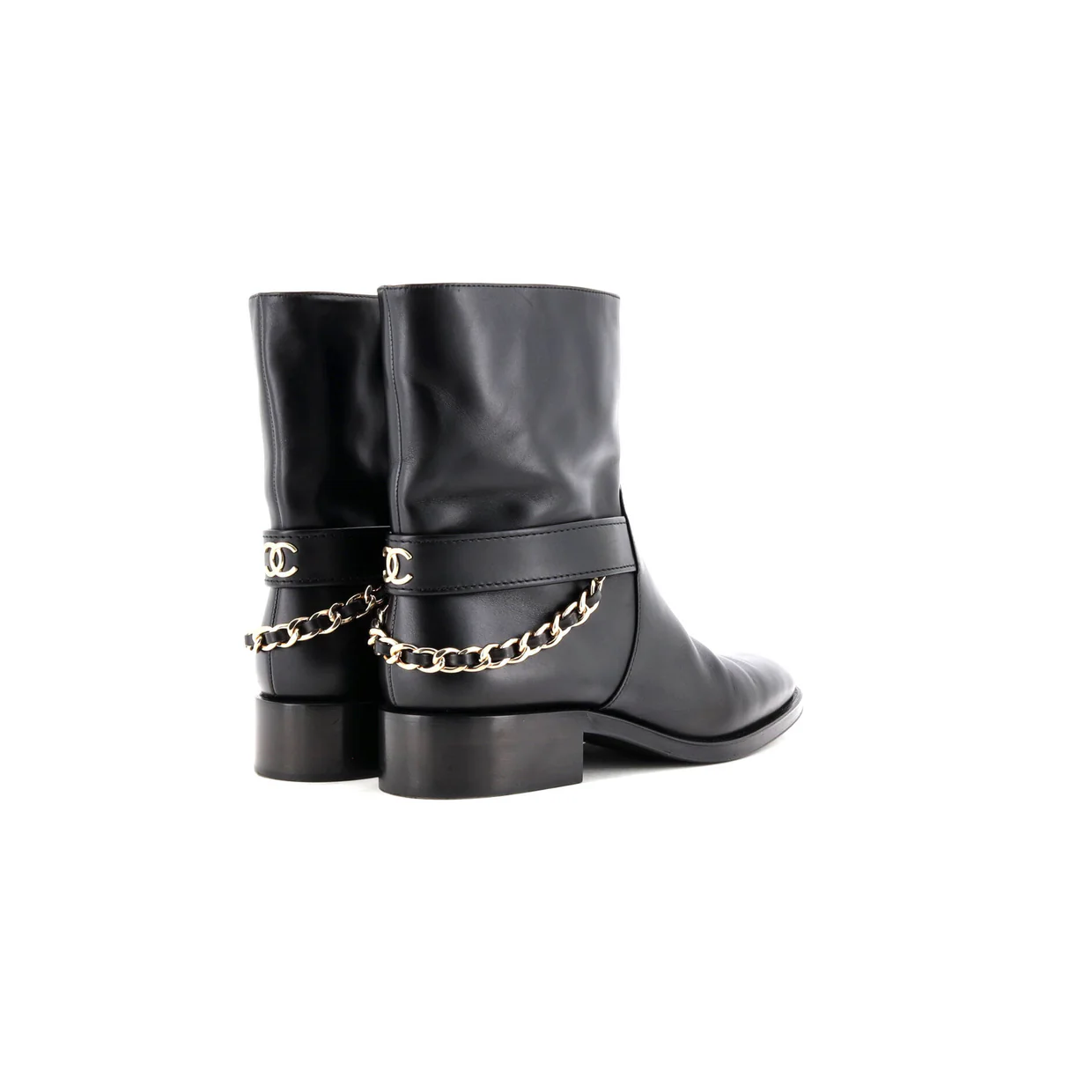 Women's CC Chain Ankle Boots Leather - Deep Luxury