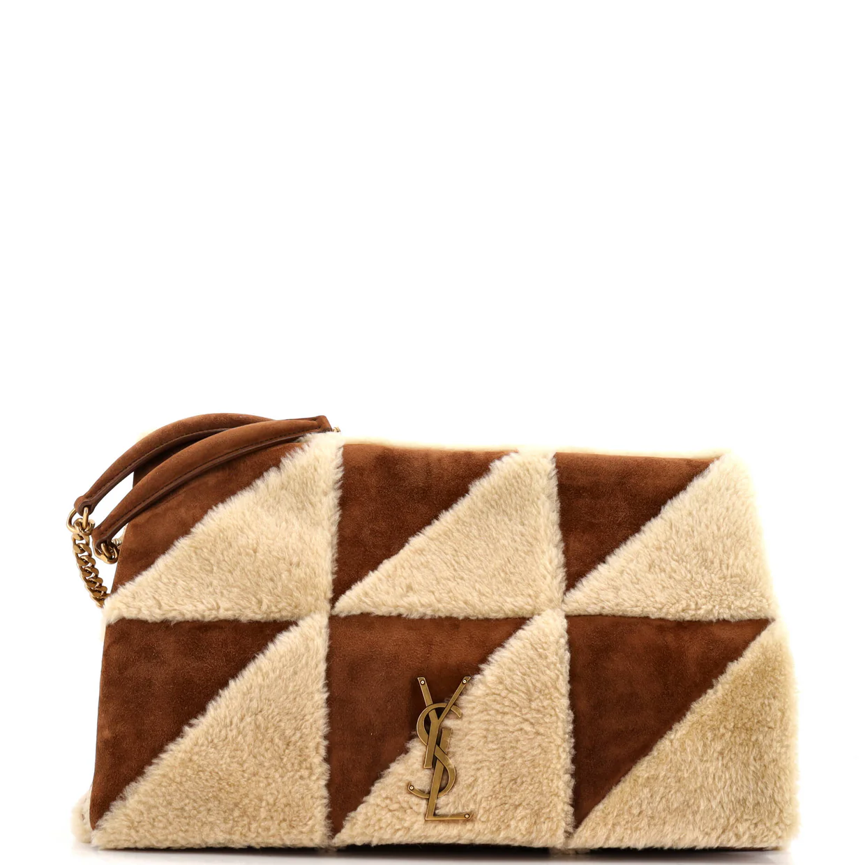 Jamie Flap Bag Quilted Suede and Shearling Large - Deep Luxury