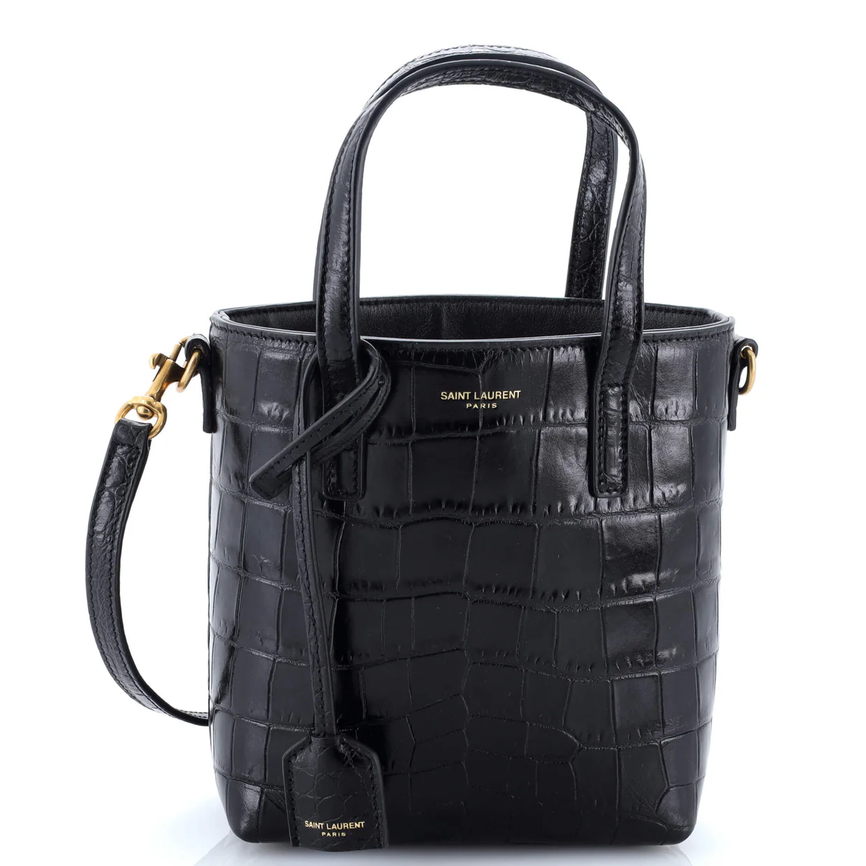 Shopper Tote Crocodile Embossed Leather Mini Toy - Deep Luxury