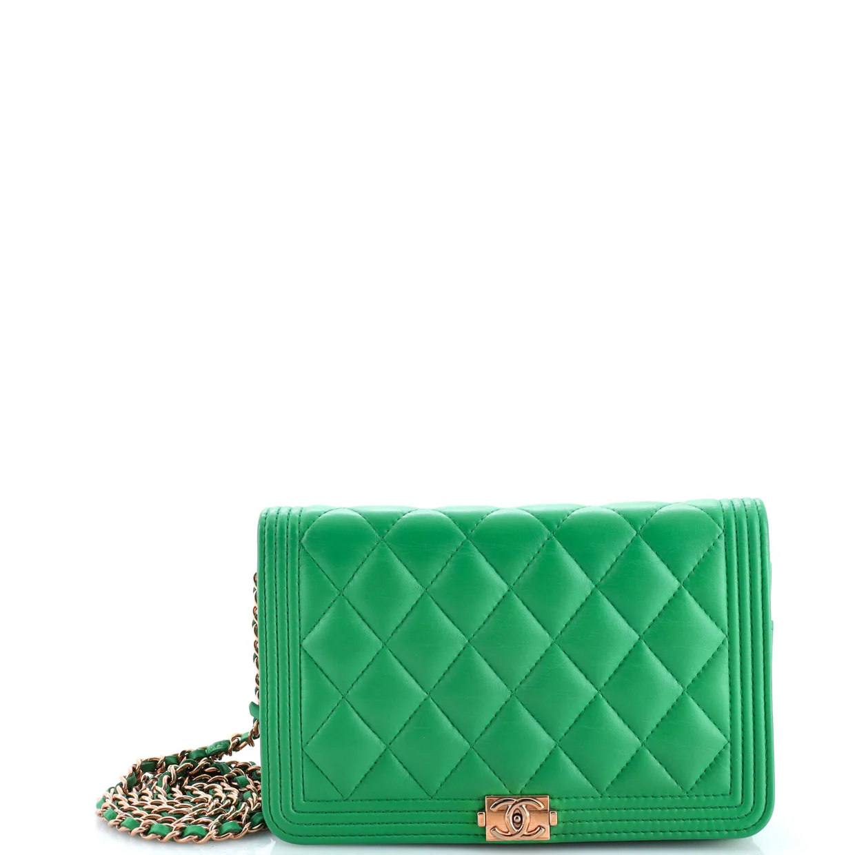 Boy Wallet on Chain Quilted Lambskin - Deep Luxury