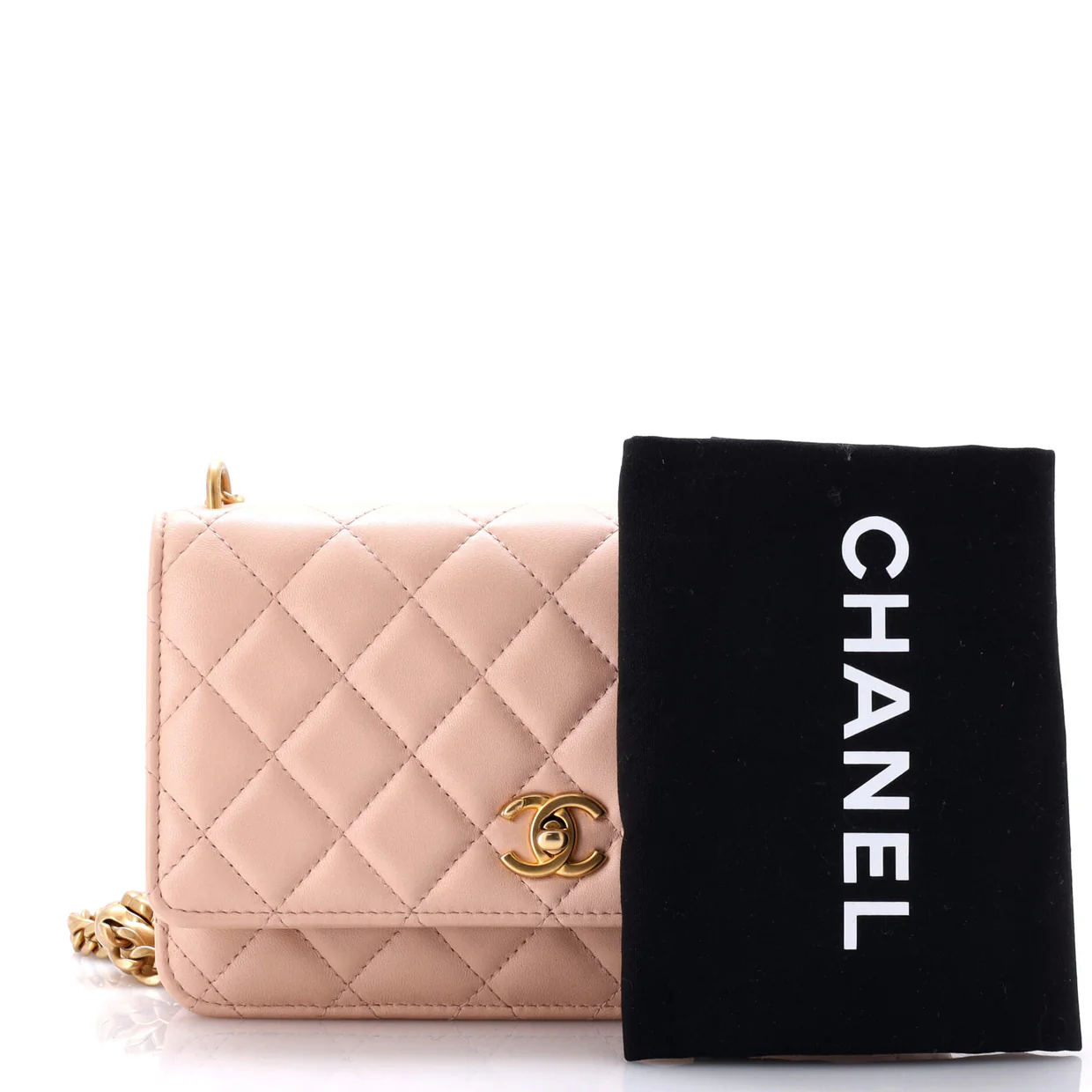 Sweet Camellia Wallet on Chain Quilted Lambskin - Deep Luxury
