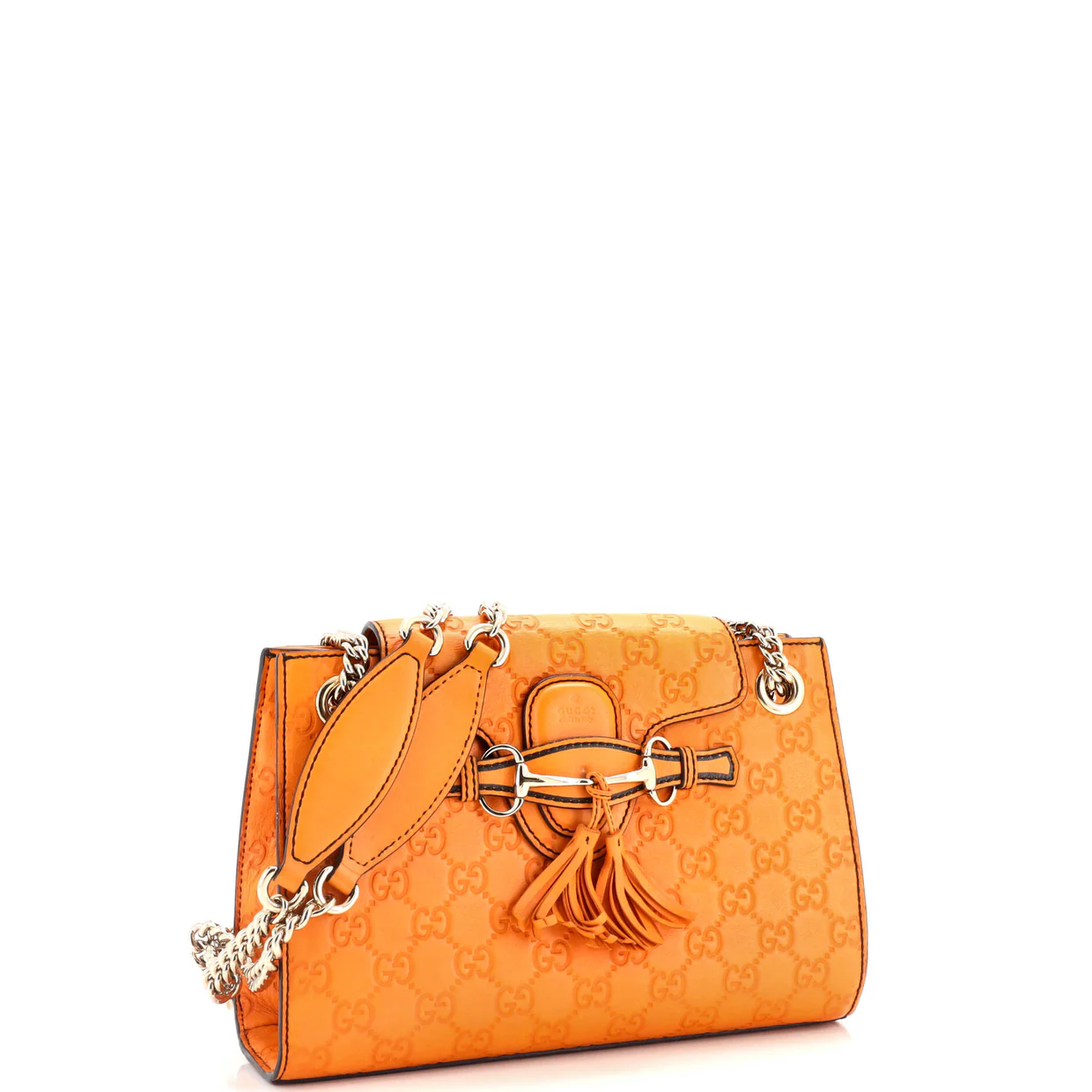 Emily Chain Flap Shoulder Bag Guccissima Leather Small - Deep Luxury