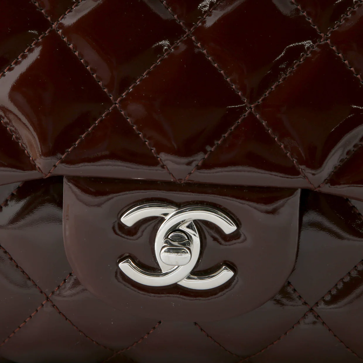 Classic Double Flap Bag Quilted Patent Jumbo - Deep Luxury