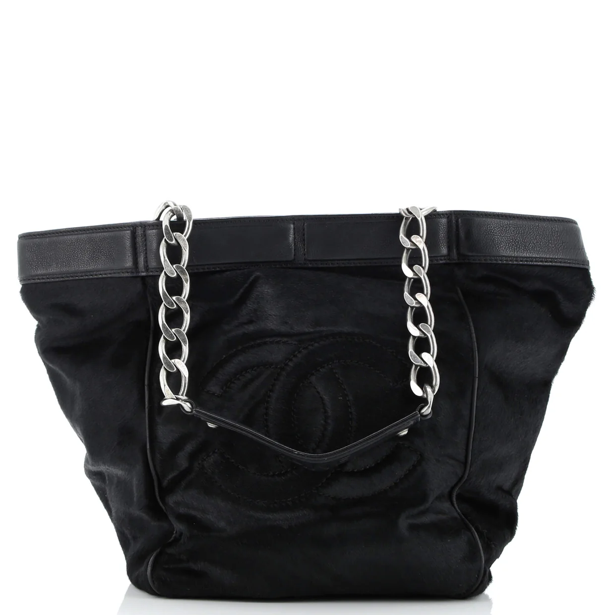 CC Chain Tote Pony Hair with Leather Large - Deep Luxury