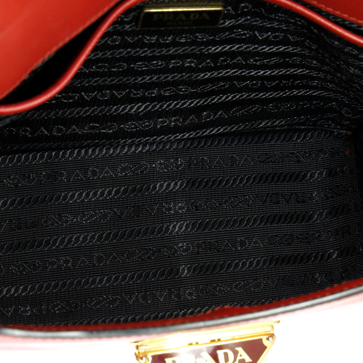 Flip Lock Chain Shoulder Bag Saffiano Leather Small - Deep Luxury