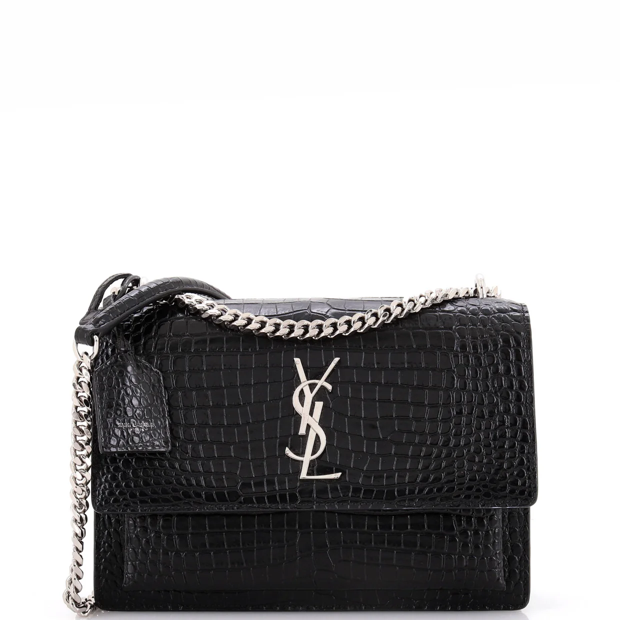 Sunset Crossbody Bag Crocodile Embossed Leather Medium - Deep Luxury