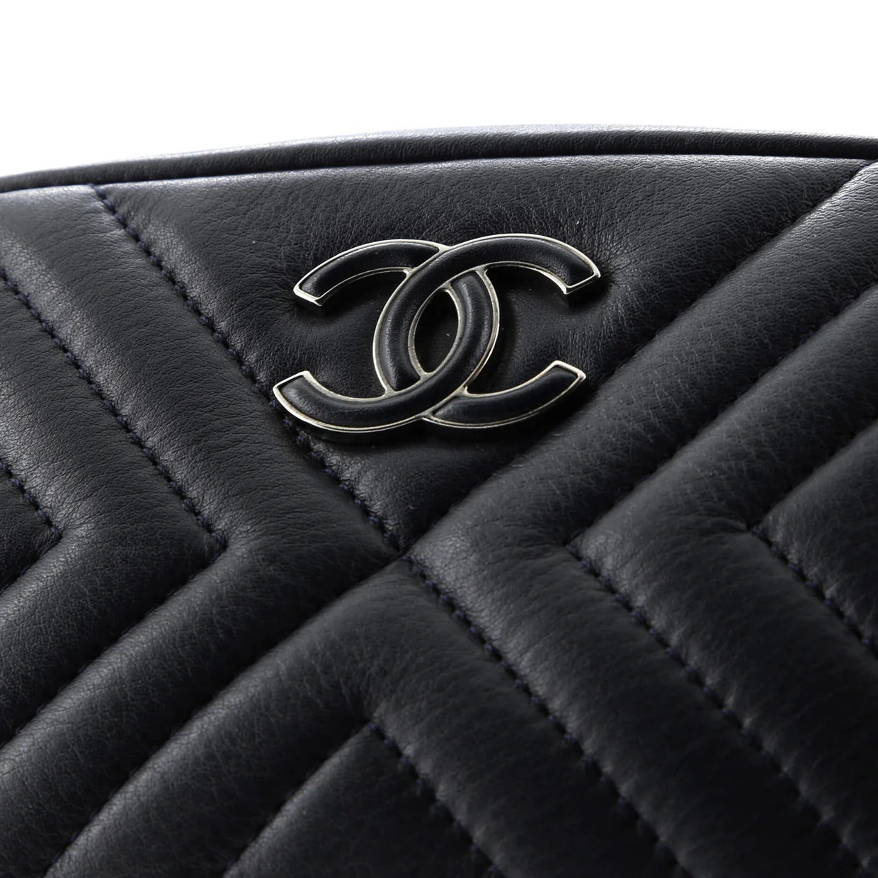 CC Tassel Camera Bag Diagonal Chevron Calfskin Mini - Deep Luxury