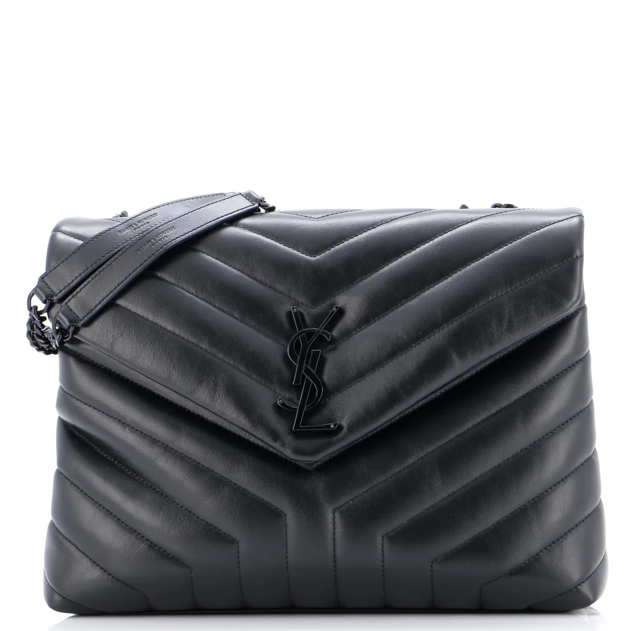 Loulou Shoulder Bag Matelasse Chevron Leather Medium - Deep Luxury