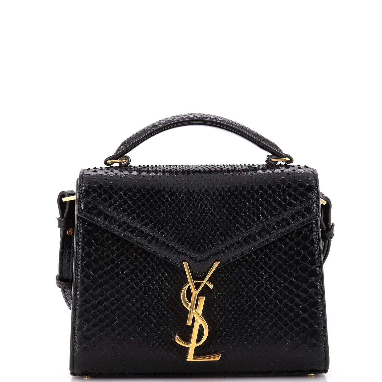 Cassandra Top Handle Bag Snakeskin Mini - Deep Luxury