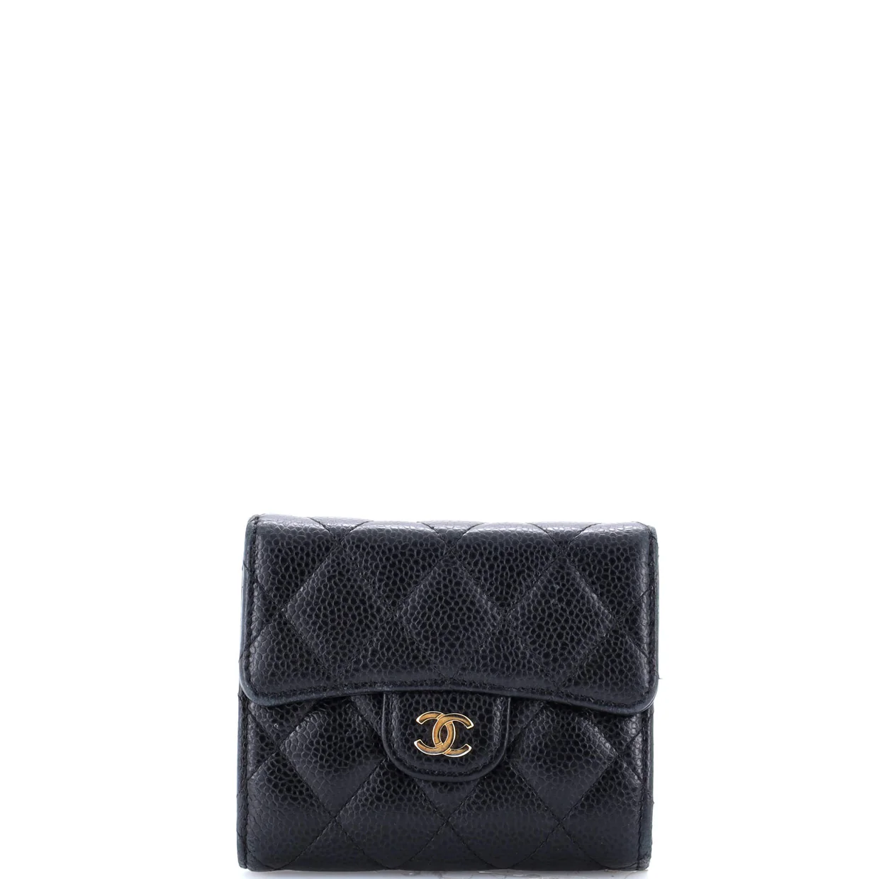 CC Compact Classic Flap Wallet Quilted Caviar - Deep Luxury