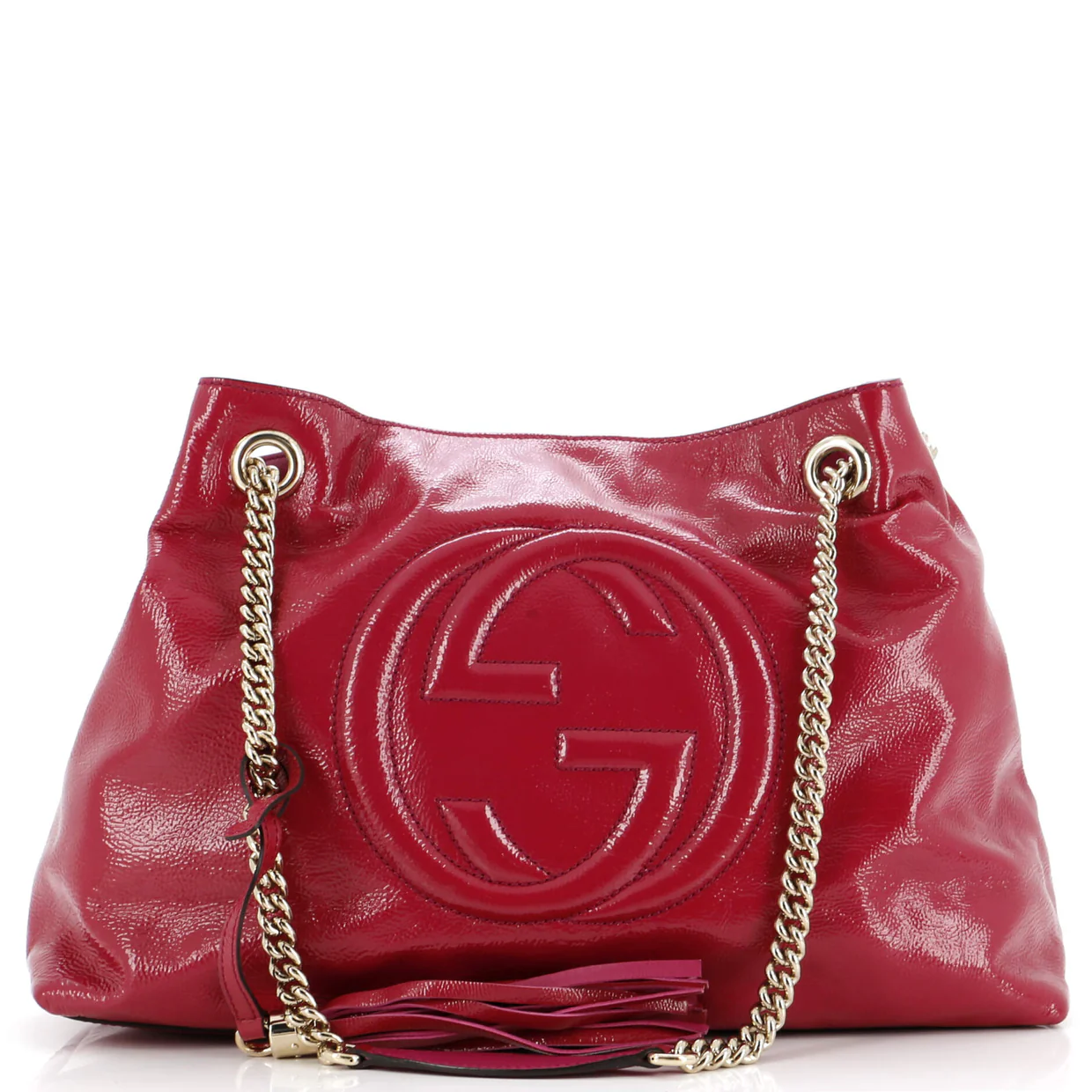 Soho Chain Strap Shoulder Bag Patent Medium - Deep Luxury