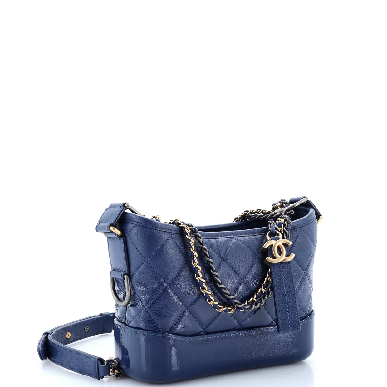 Gabrielle Hobo Quilted Goatskin and Patent Small - Deep Luxury