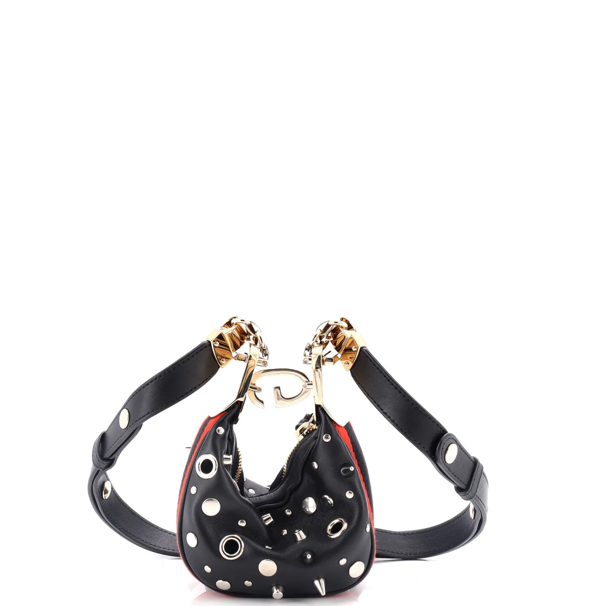 Attache Shoulder Bag Grommet Embellished Leather Mini - Deep Luxury
