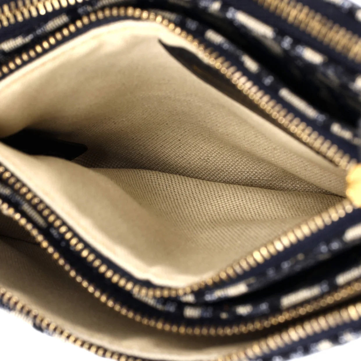 Saddle Triple Zip Crossbody Pouch Oblique Canvas - Deep Luxury