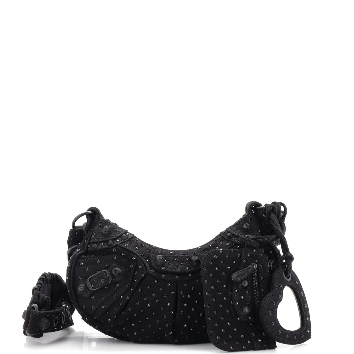 Le Cagole Giant Studs Shoulder Bag Rhinestones XS - Deep Luxury