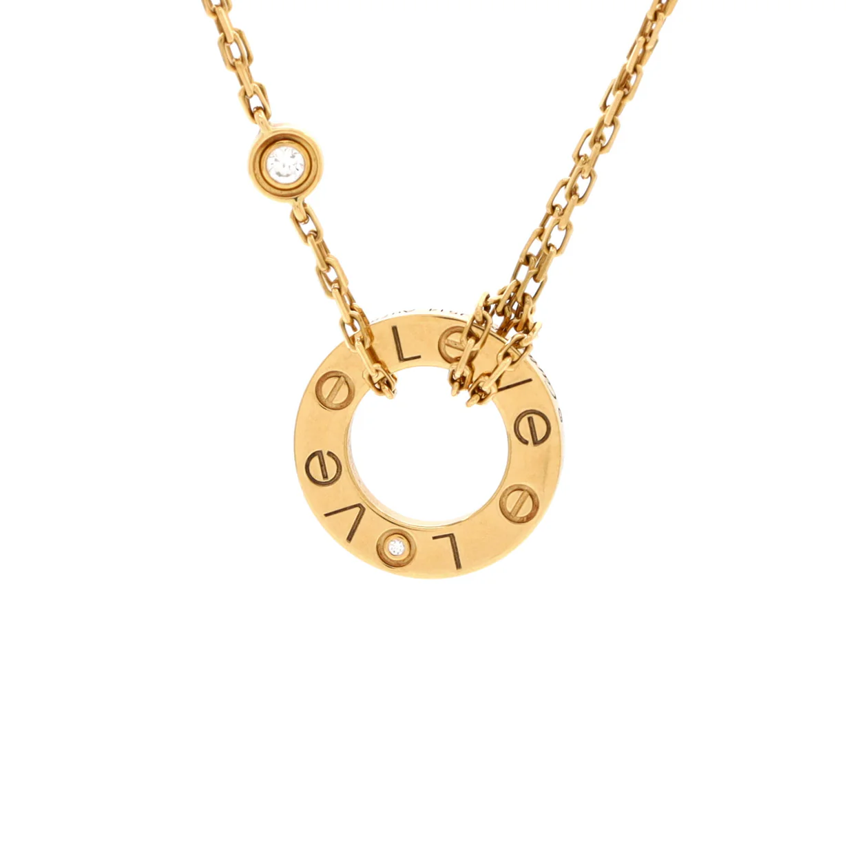 2 Diamonds Love Pendant Necklace 18K Yellow Gold and Diamonds - Deep Luxury