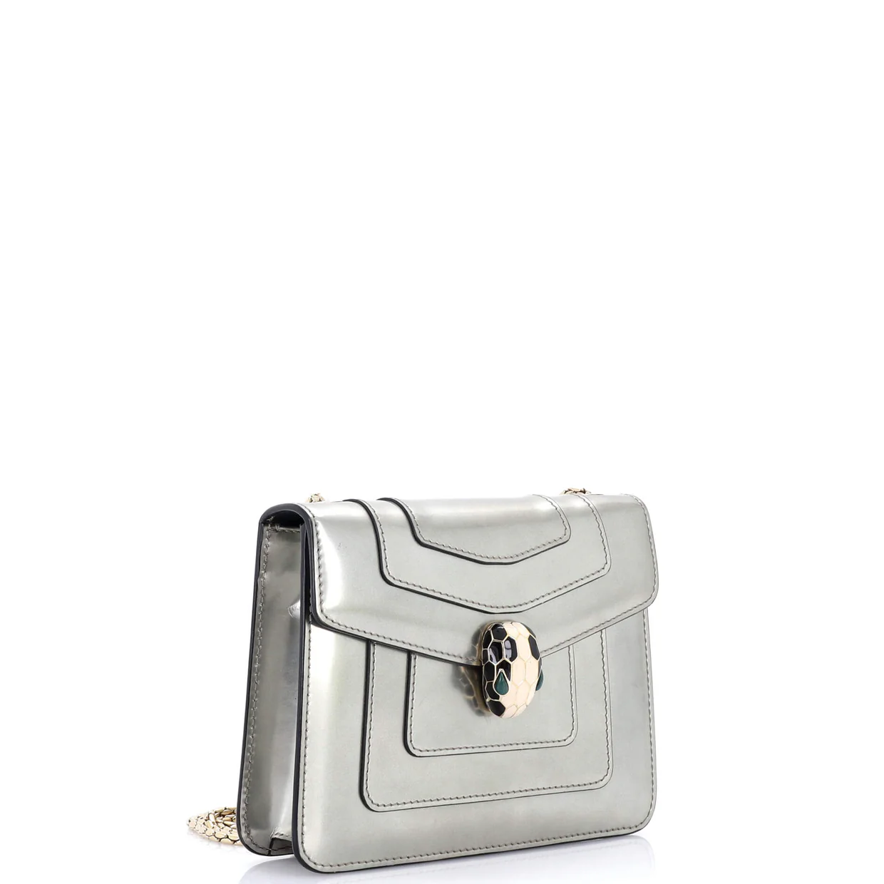 Serpenti Forever Square Shoulder Bag Metallic Leather Small - Deep Luxury