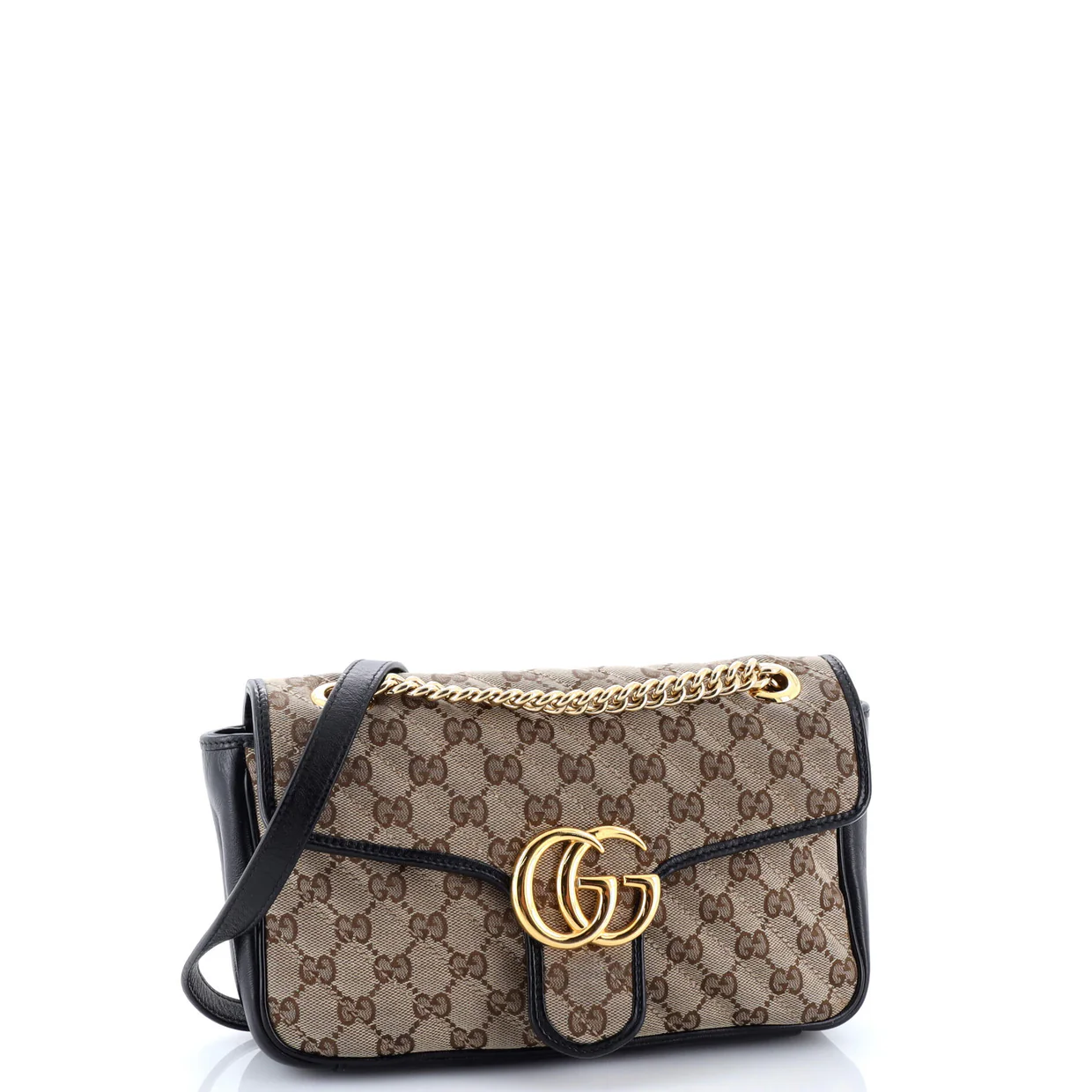 GG Marmont Flap Bag Diagonal Quilted GG Canvas with Leather Small - Deep Luxury
