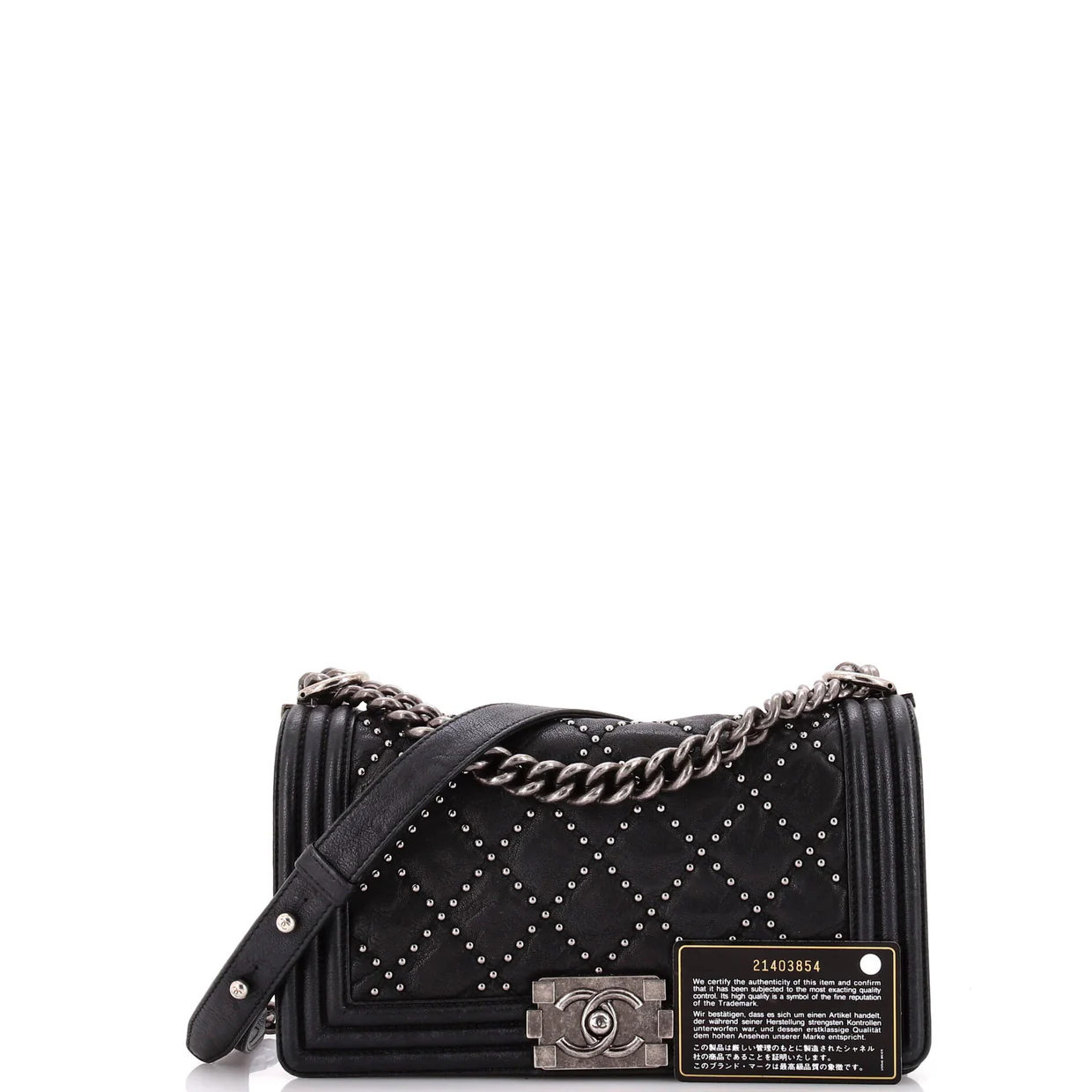 Boy Flap Bag Studded Quilted Distressed Calfskin Old Medium - Deep Luxury