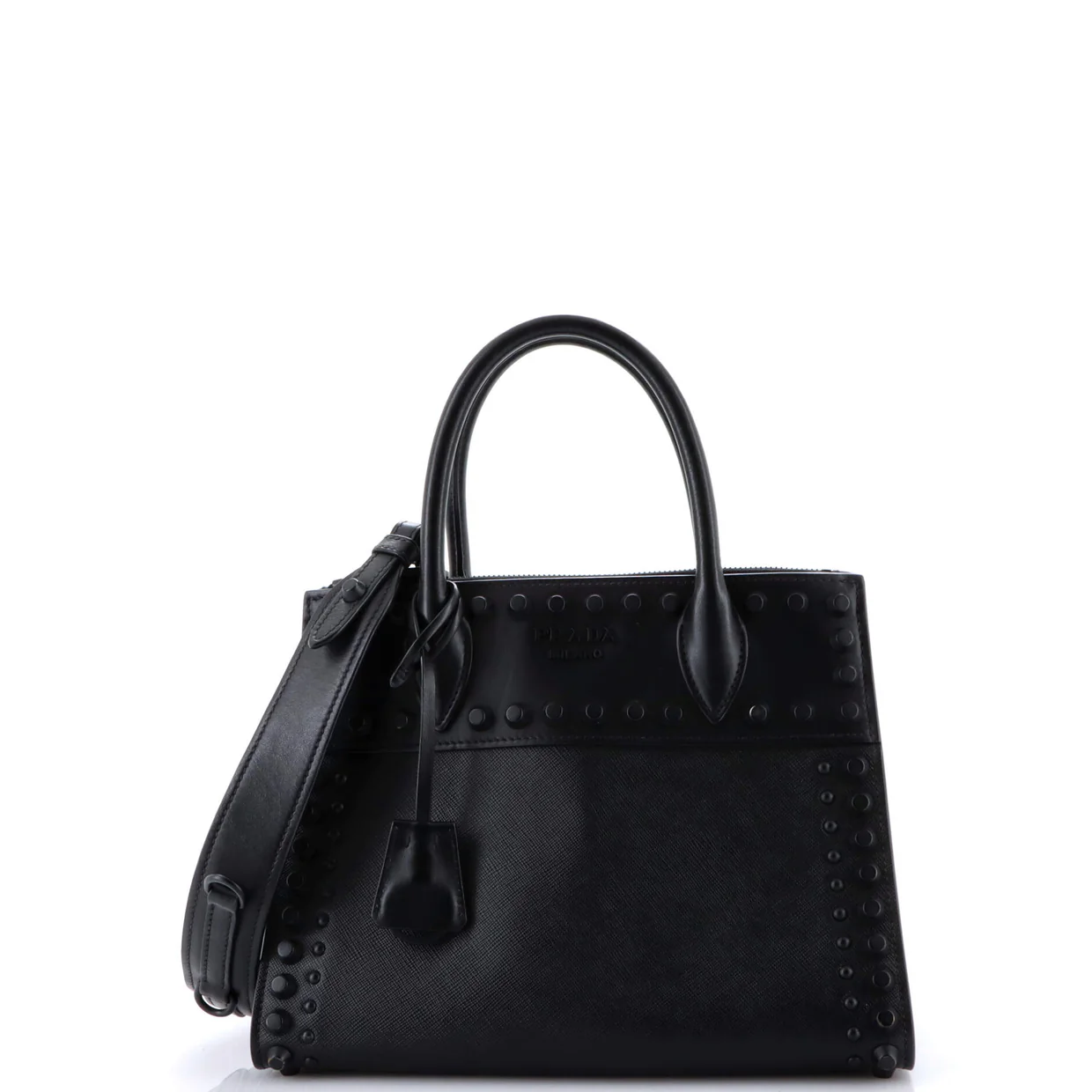 Paradigme Tote Studded Saffiano with City Calf Small - Deep Luxury