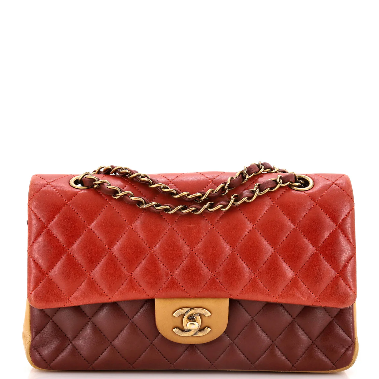 Tricolor Classic Double Flap Bag Quilted Lambskin Medium - Deep Luxury