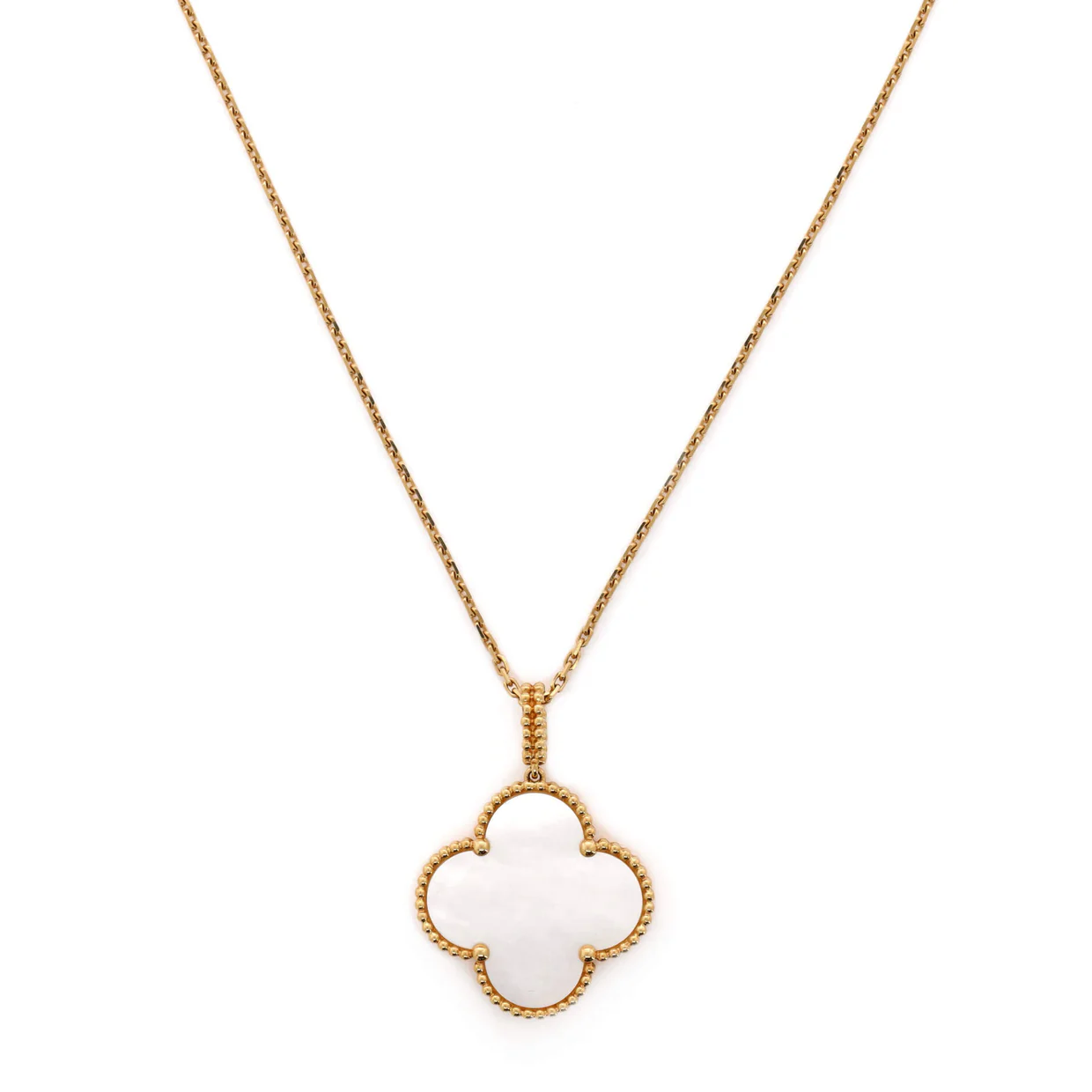 Magic Alhambra Long Necklace 18K Yellow Gold and Mother of Pearl - Deep Luxury