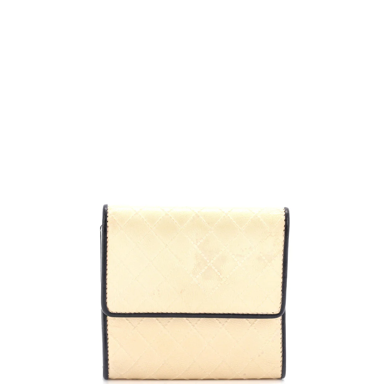 Diamond Stitch CC Trifold Wallet Quilted Calfskin Compact - Deep Luxury