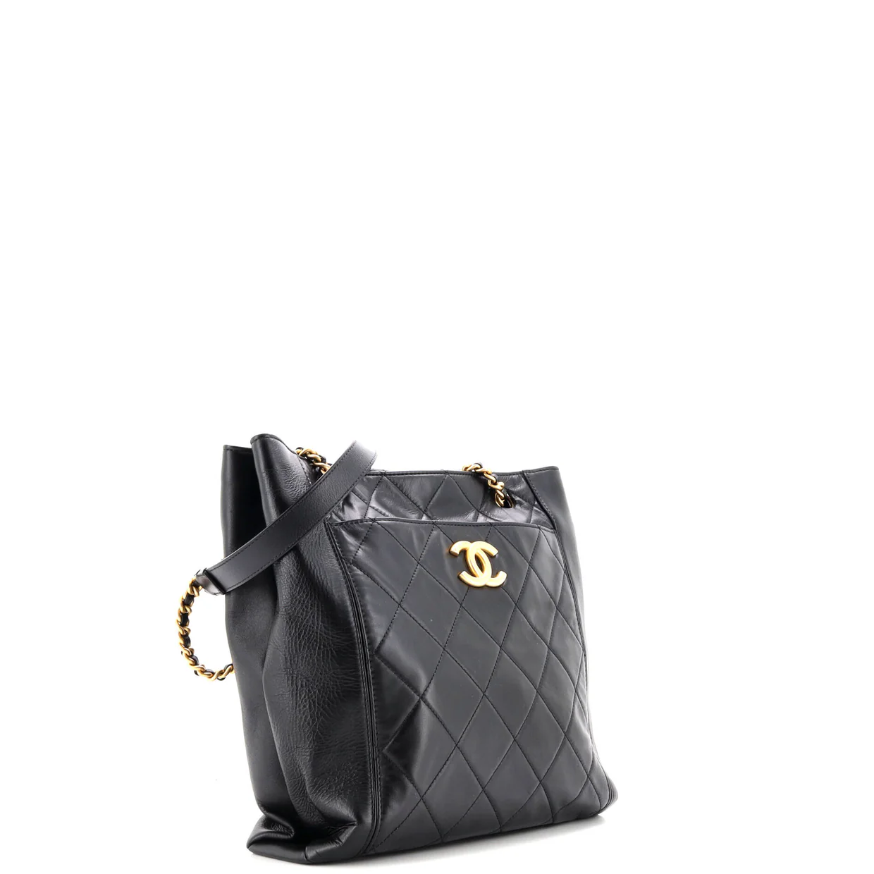 CC Front Pocket Shopping Tote Quilted Calfskin Small - Deep Luxury