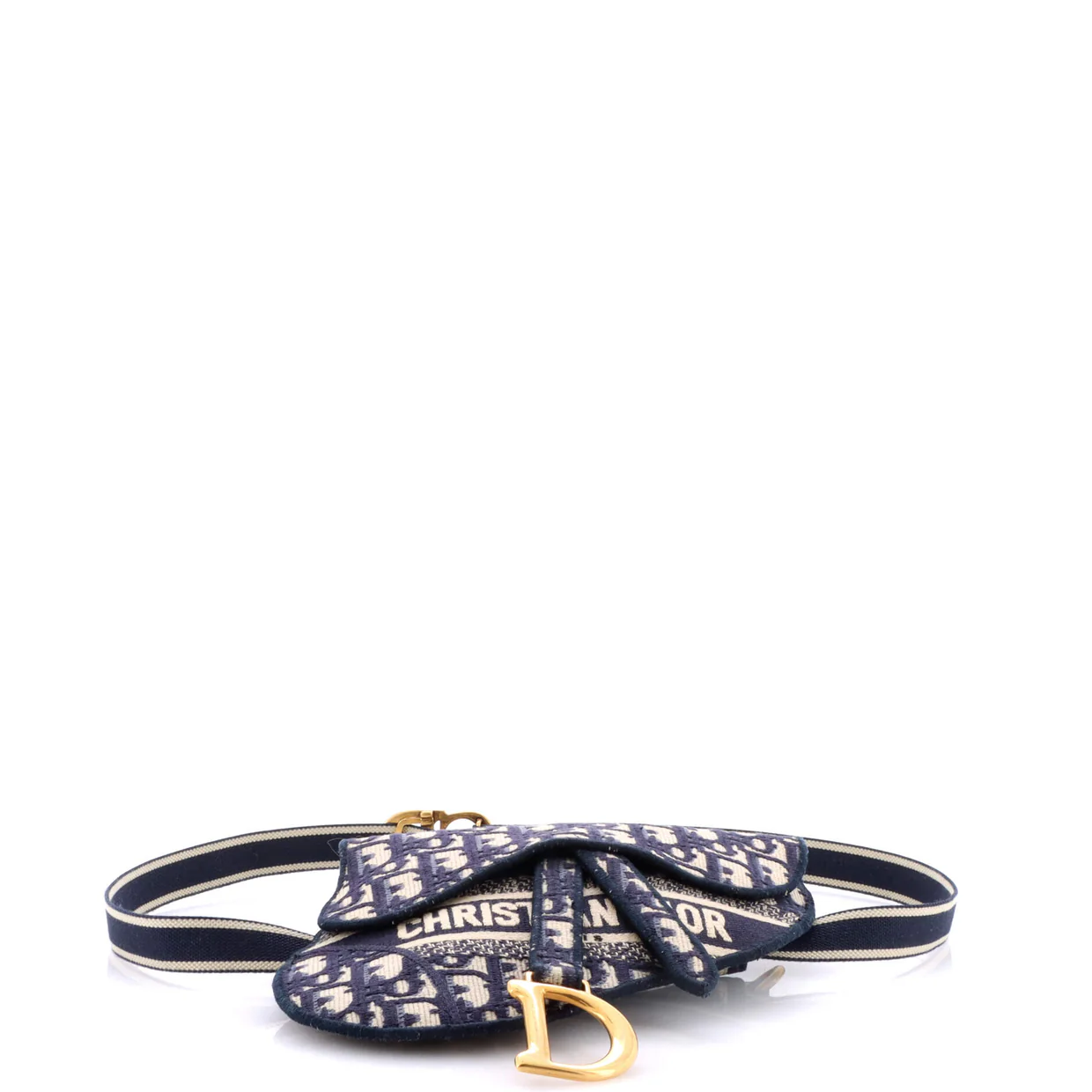Saddle Belt Bag Logo Embroidered Oblique Canvas - Deep Luxury