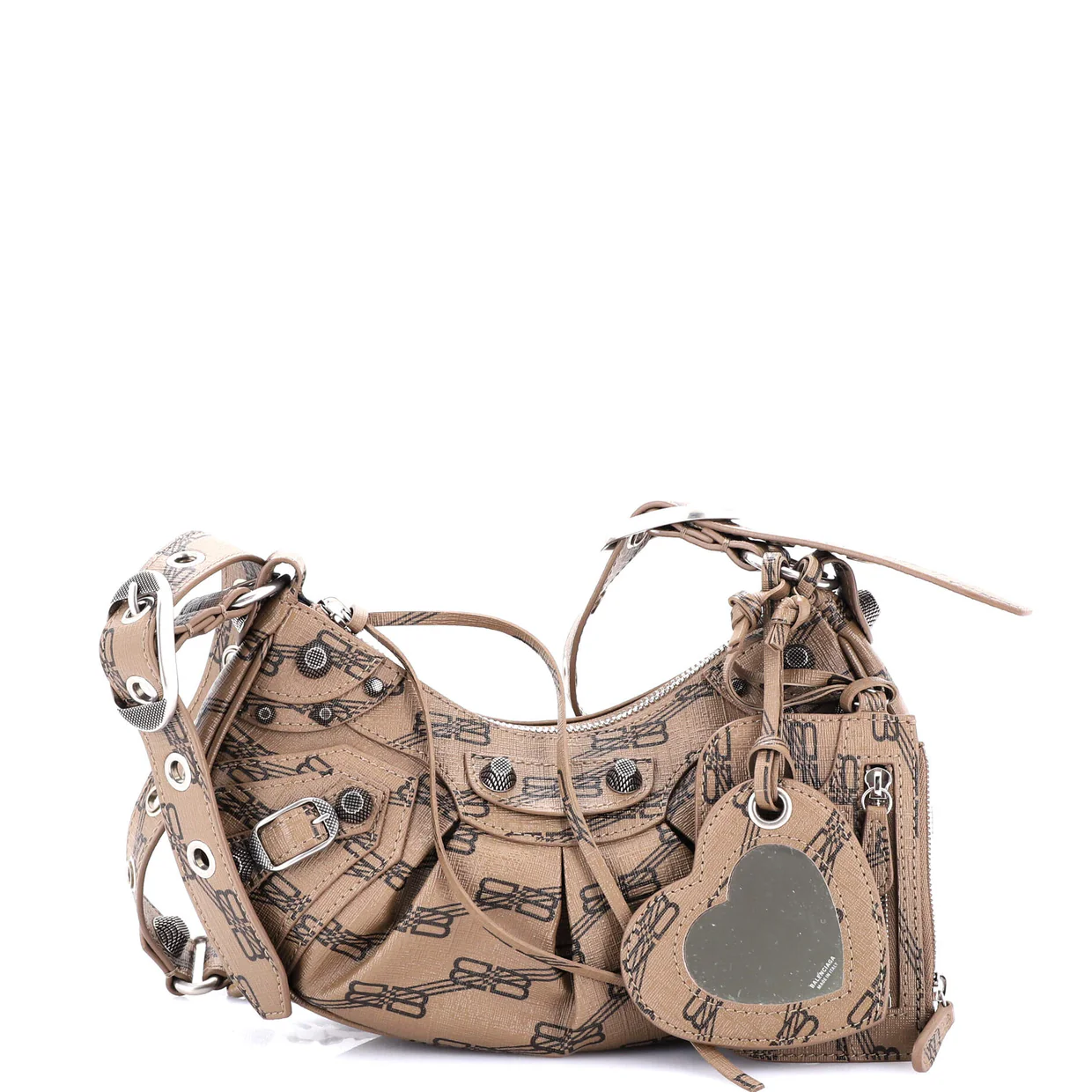 Le Cagole Giant Studs Shoulder Bag BB Monogram Coated Canvas XS - Deep Luxury