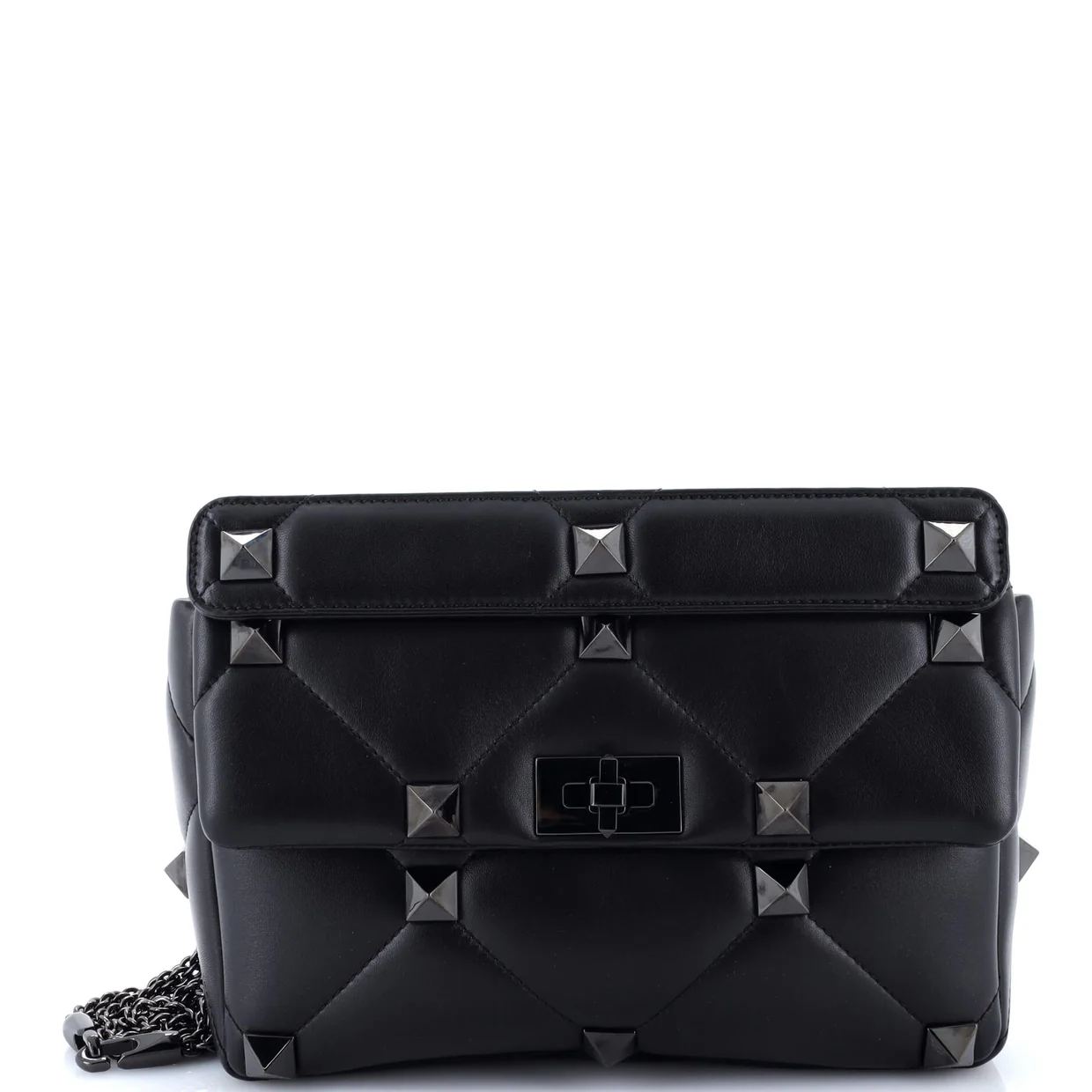 Roman Stud Flap Bag Quilted Leather Large - Deep Luxury