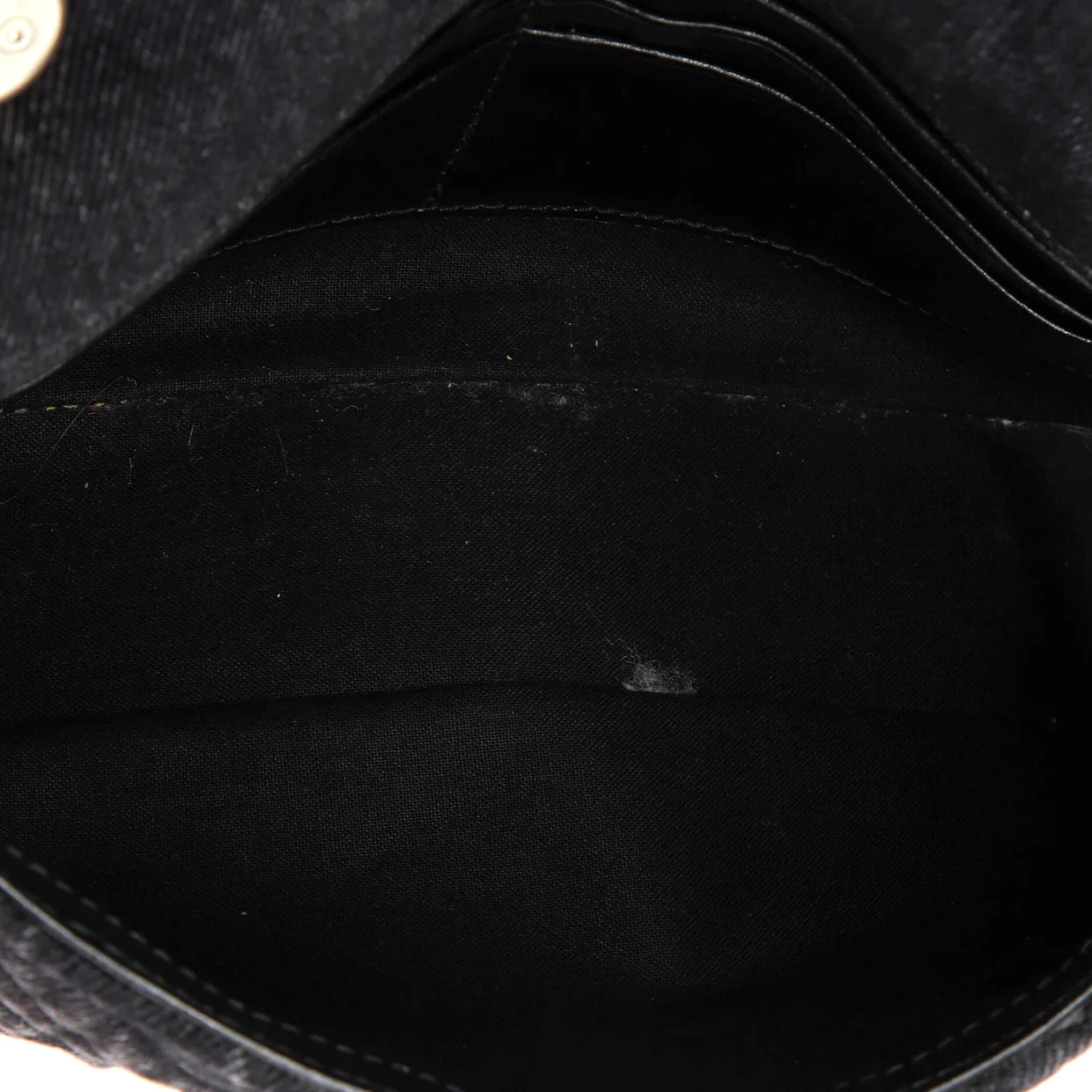 BB Chain Round Shoulder Bag Quilted Embroidered Denim Small - Deep Luxury