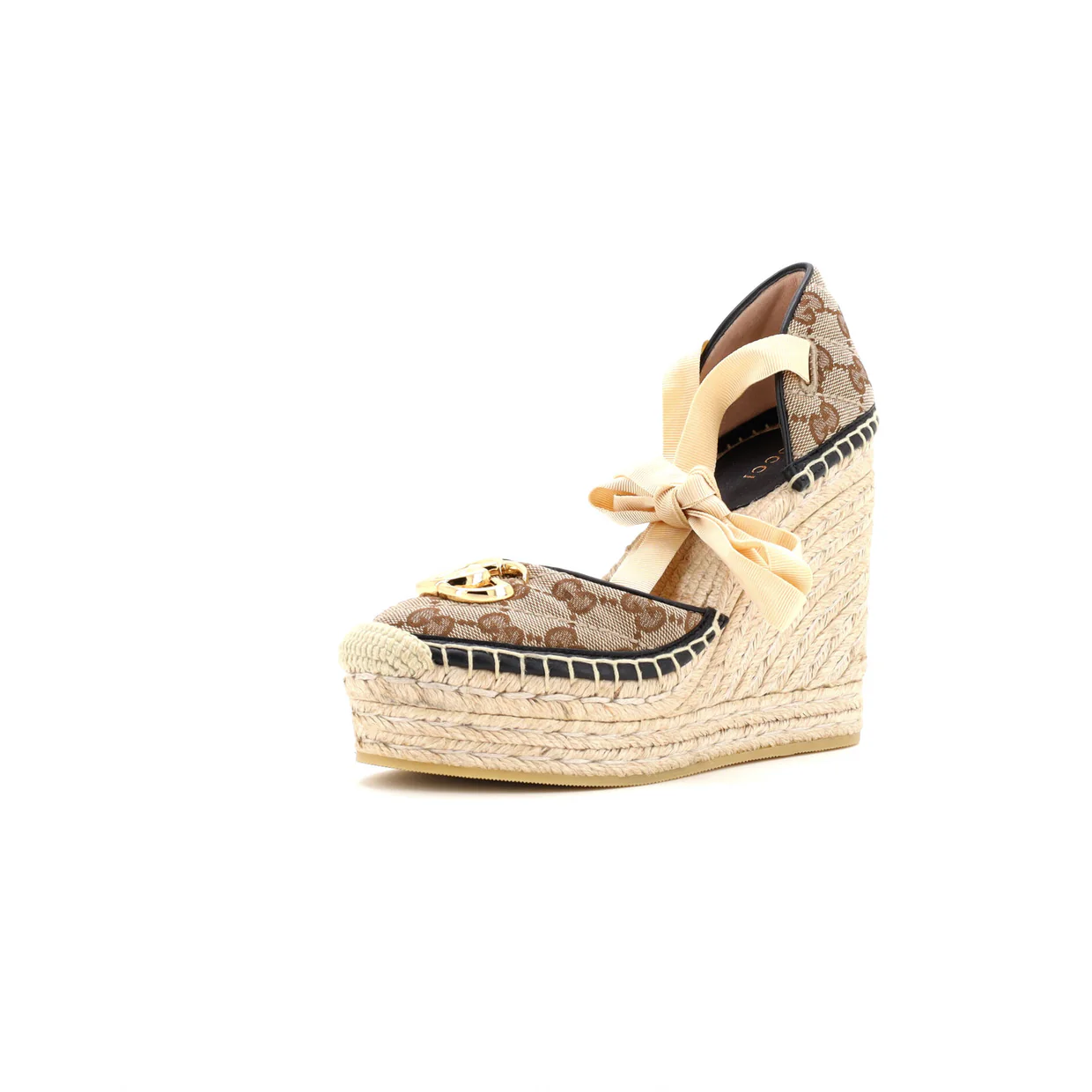 Women's GG Marmont Wedge Espadrilles Diagonal Quilted GG Canvas - Deep Luxury