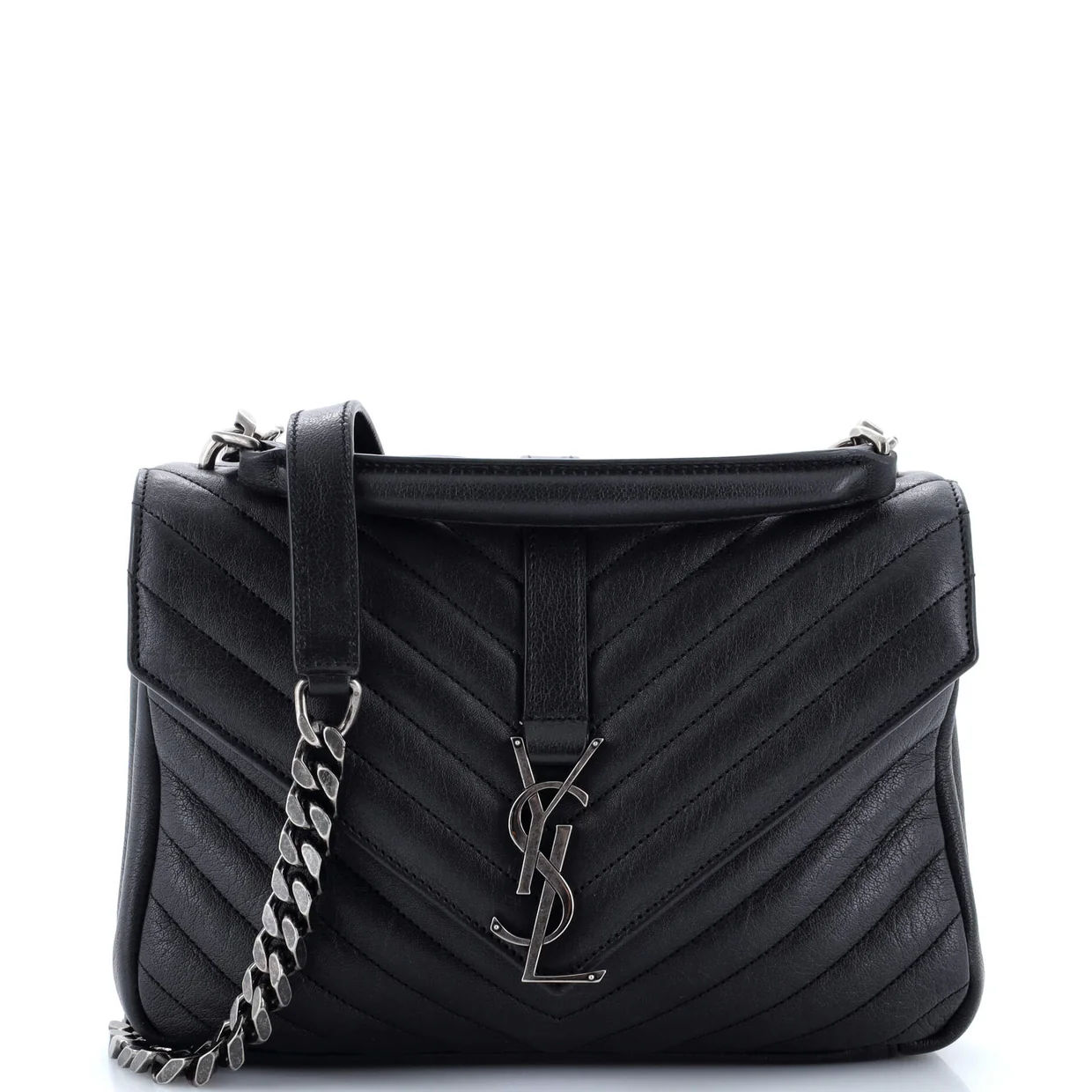 Classic Monogram College Bag Matelasse Chevron Leather Medium - Deep Luxury