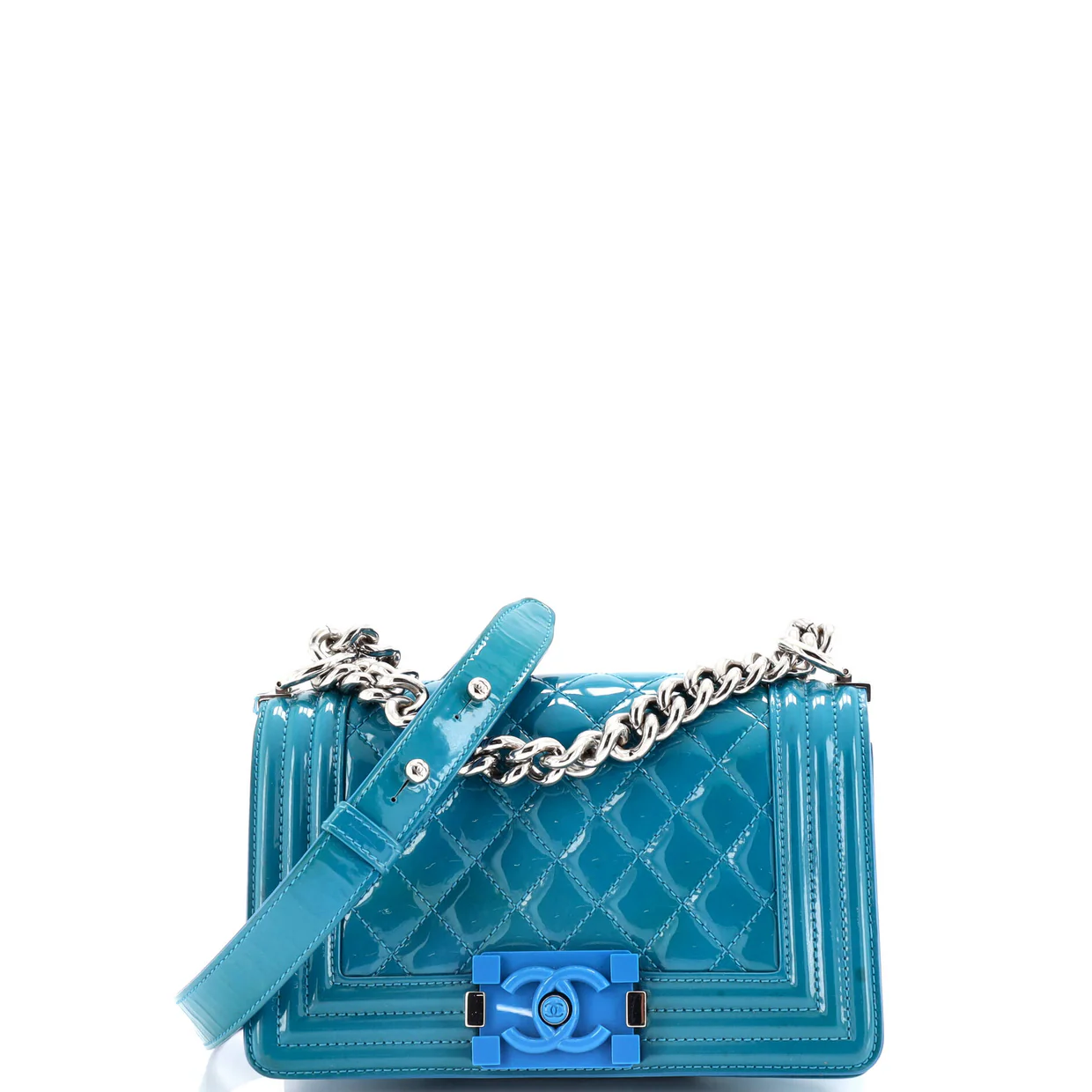 Boy Flap Bag Quilted Plexiglass Patent Small - Deep Luxury