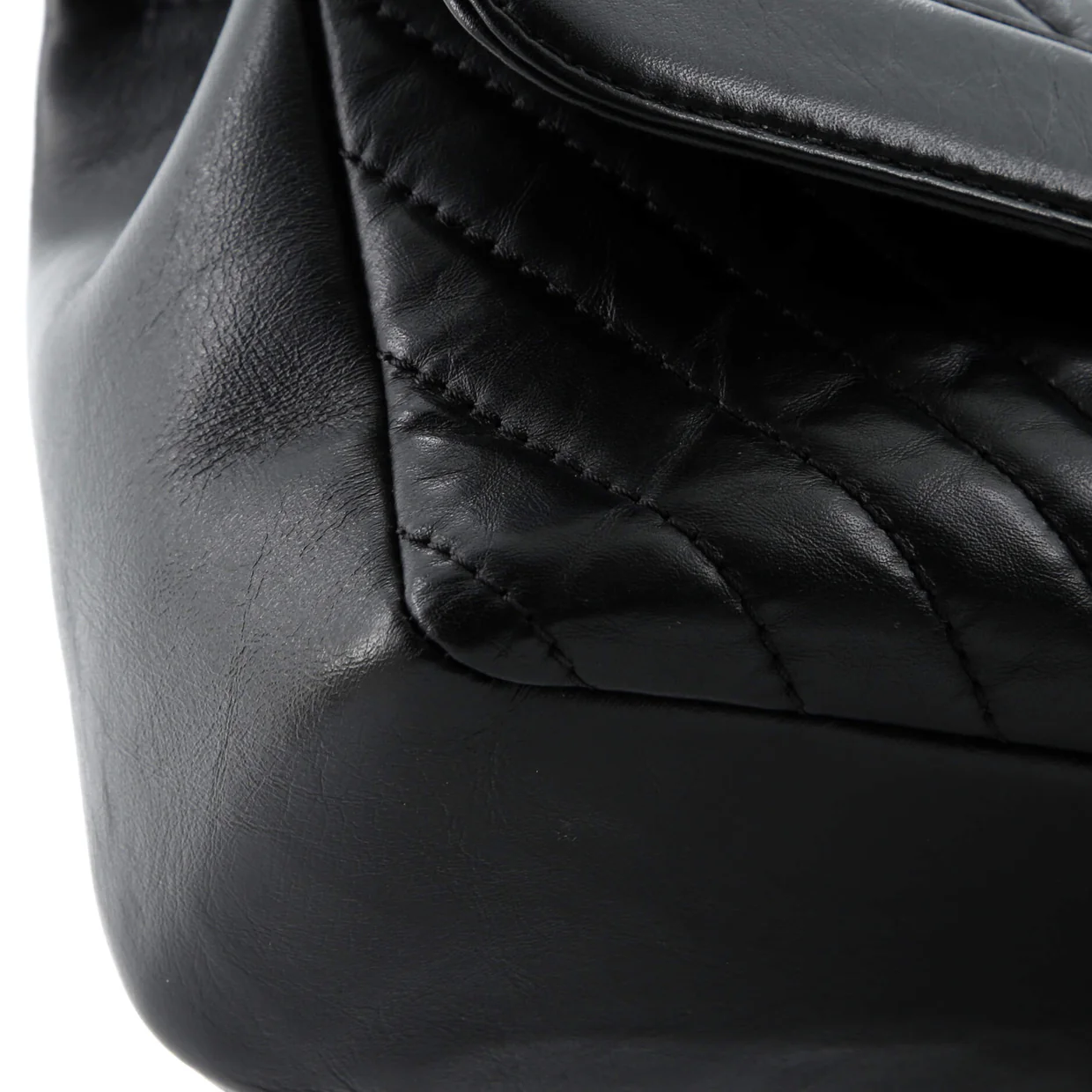 Top Handle Flap Bag Chevron Calfskin Small - Deep Luxury