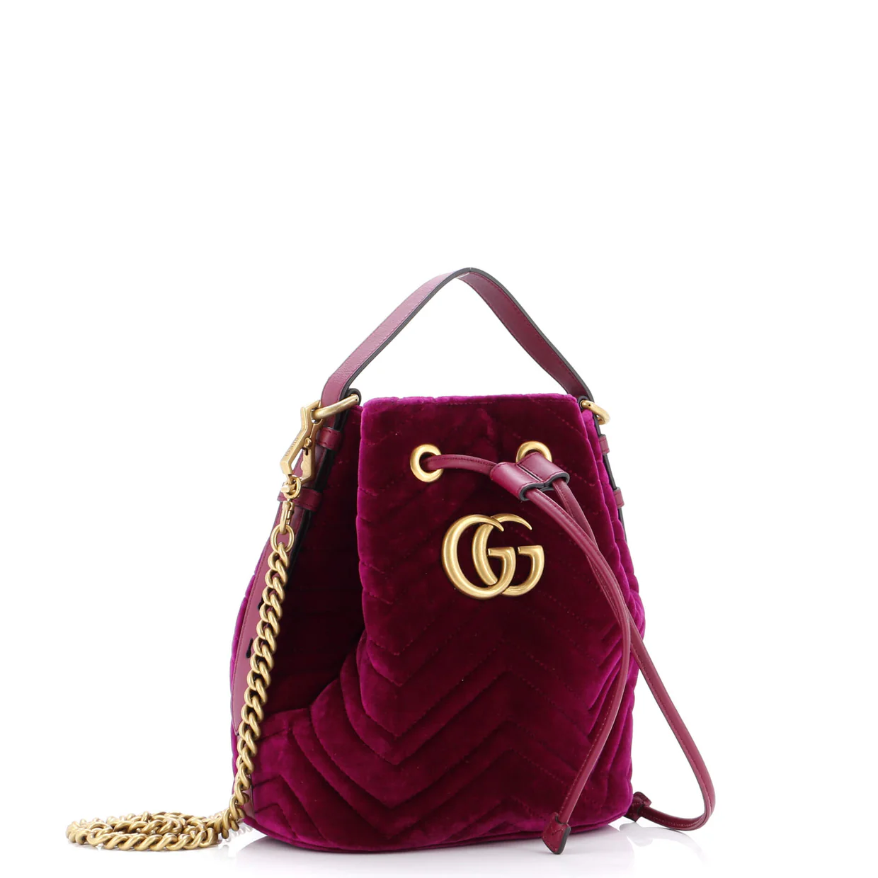 GG Marmont Bucket Bag Matelasse Velvet Small - Deep Luxury