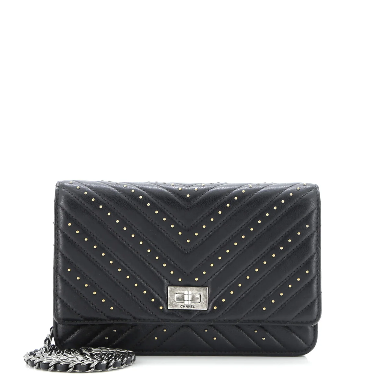 Reissue 2.55 Wallet on Chain Studded Chevron Sheepskin - Deep Luxury