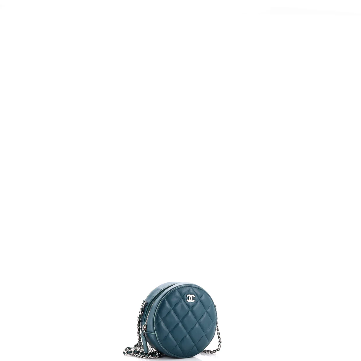 Round Clutch with Chain Quilted Lambskin Mini - Deep Luxury