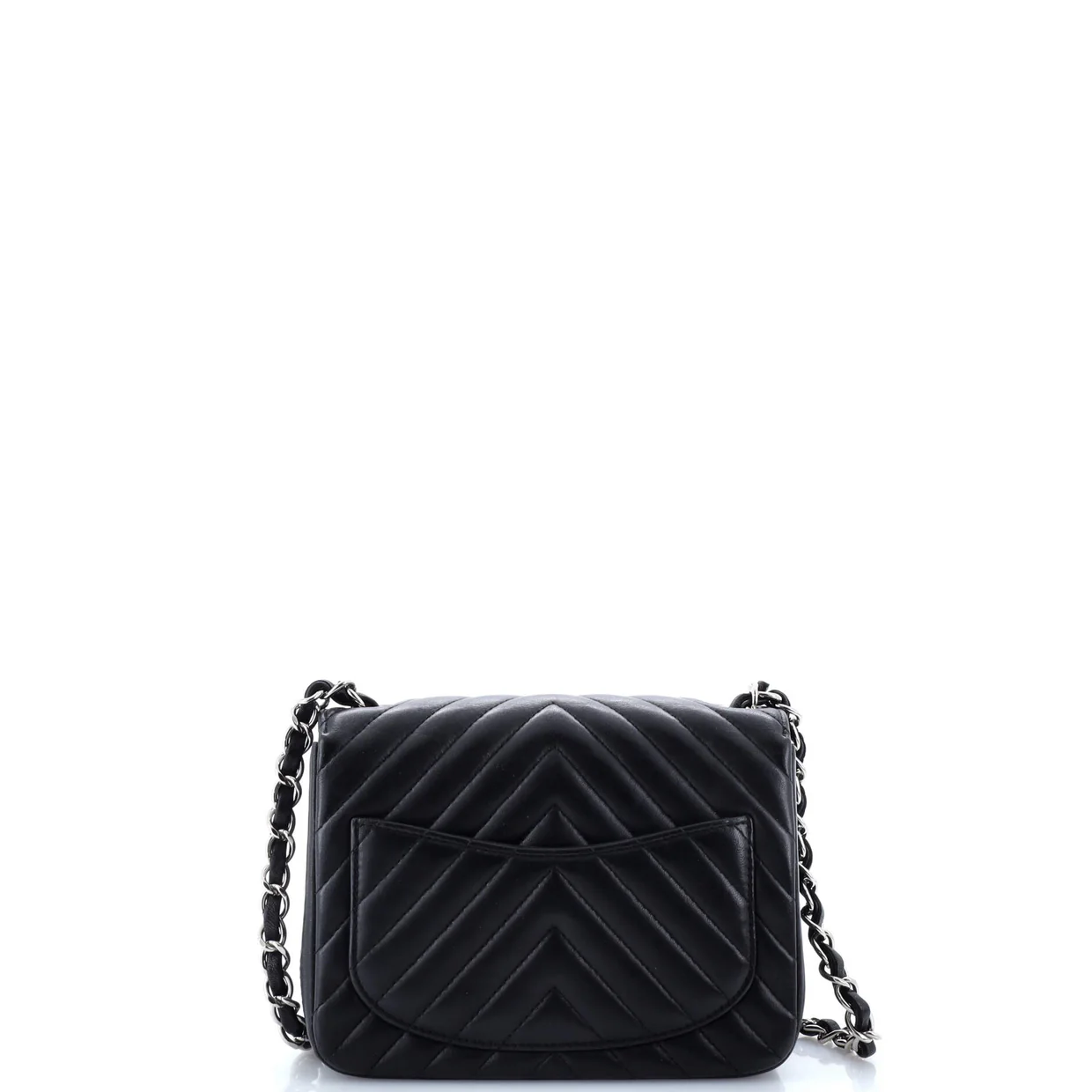 Square Classic Single Flap Bag Chevron Lambskin Mini - Deep Luxury