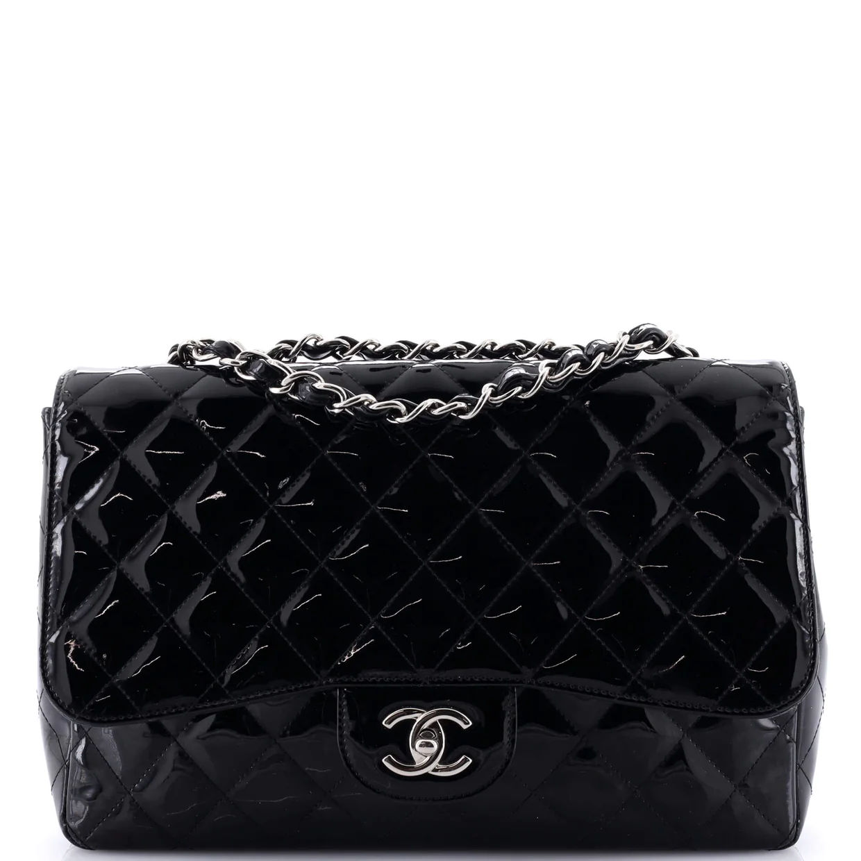 Vintage Classic Single Flap Bag Quilted Patent Jumbo - Deep Luxury