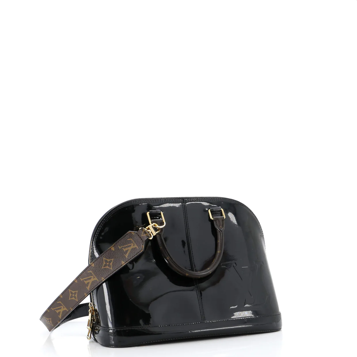 Alma Handbag Vernis with Monogram Canvas PM - Deep Luxury