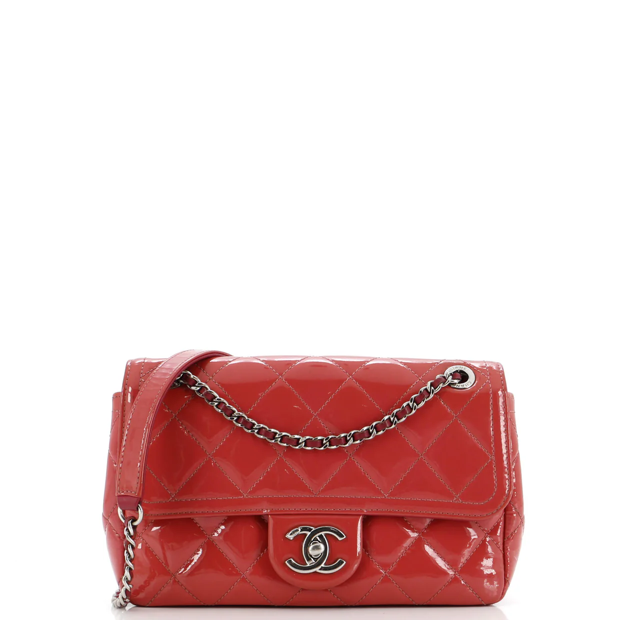 Coco Shine Flap Bag Quilted Patent Small - Deep Luxury