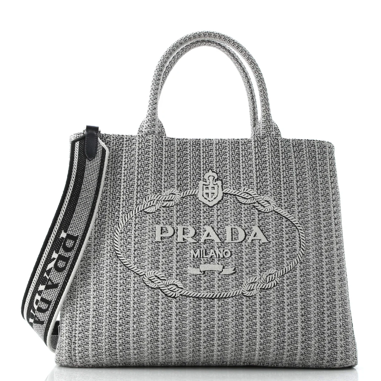 Logo Strap Canapa Tote Jacquard Medium - Deep Luxury