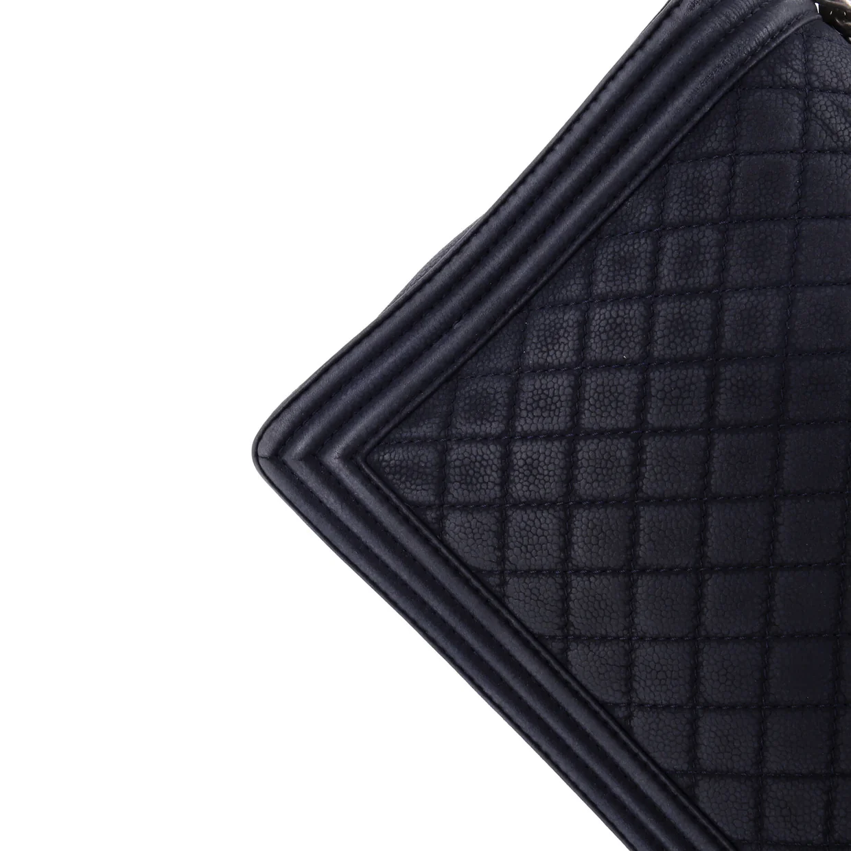 Boy Flap Bag Quilted Matte Caviar Large - Deep Luxury