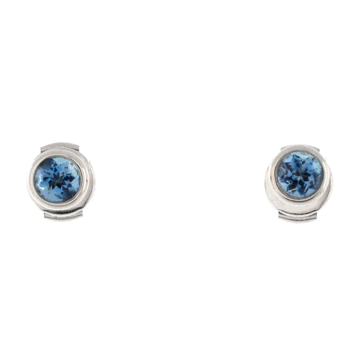 Color By The Yard Stud Earrings Platinum with Aquamarine 6mm - Deep Luxury