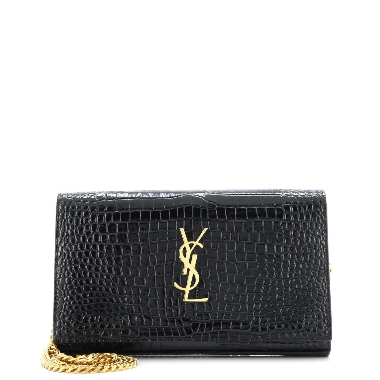 Classic Monogram Wallet on Chain Crocodile Embossed Leather - Deep Luxury