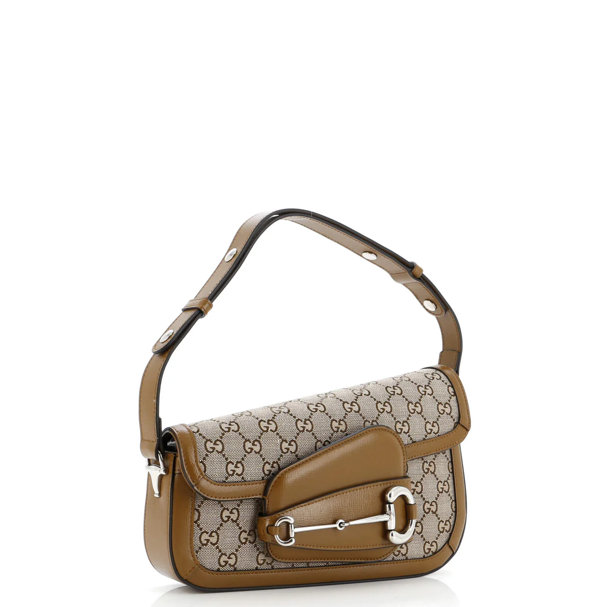 Horsebit 1955 Asymmetric Shoulder Bag GG Canvas with Leather Small - Deep Luxury