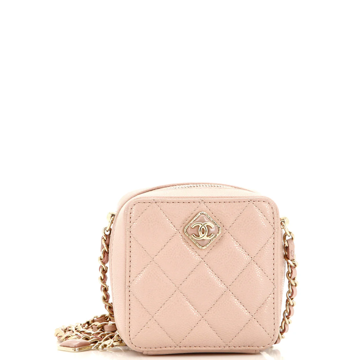 Diamond CC Zip Crossbody Quilted Caviar Mini - Deep Luxury