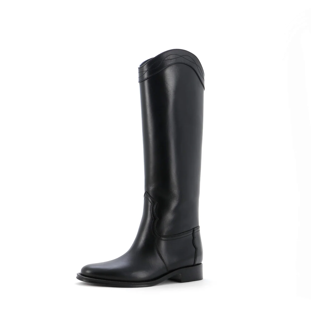 Women's Kate Western Heeled Knee High Boots Leather - Deep Luxury